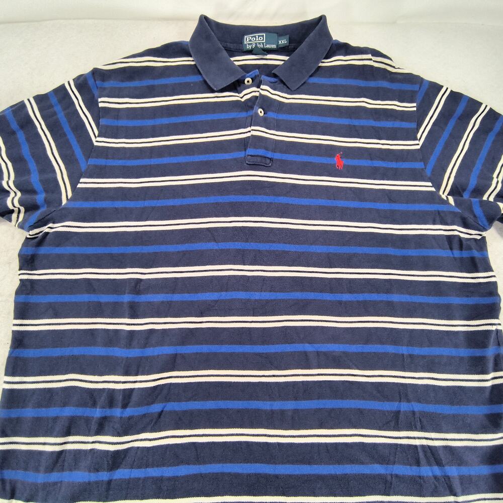 Polo by Ralph Lauren Short Sleeve Collared Polo Shirt Mens Size 2XL Navy White